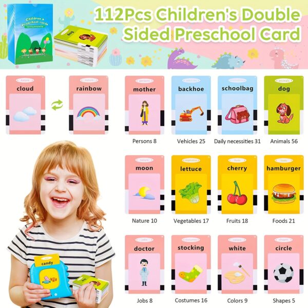 Talking Flash Cards for Toddlers Ages 3-6 – 224 Sight Words Educational Speech Toy – Pocket-Sized Learning Toy for Preschool & Kindergarten – Montessori-Inspired Gift for Boys & Girls - Image 8