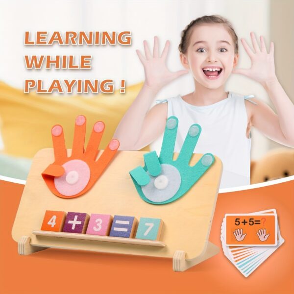 Recycled Wood Arithmetic Learning Board for Kids Ages 3+ – Montessori-Inspired Math Toy with Number Blocks, Operation Cards & Storage – Natural Wooden Addition & Subtraction Educational Tool - Image 2