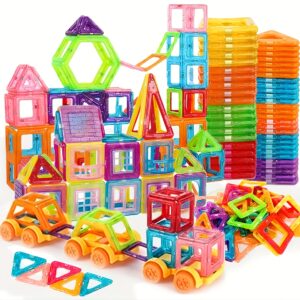 122pcs Magnetic Building Blocks for Kids – Large-Sized DIY STEM Educational Construction Set with Magnetic Tiles – Creative Learning Toy for Boys & Girls – Ideal Birthday, Halloween & Valentine’s Day Gift