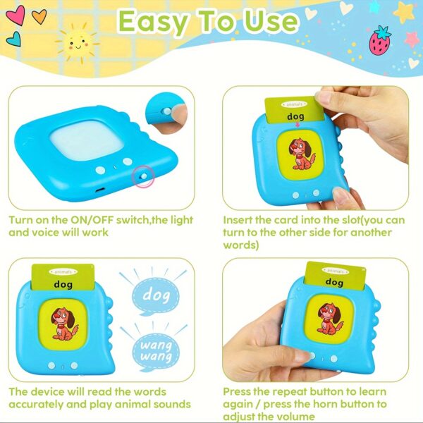 Talking Flash Cards for Toddlers Ages 3-6 – 224 Sight Words Educational Speech Toy – Pocket-Sized Learning Toy for Preschool & Kindergarten – Montessori-Inspired Gift for Boys & Girls - Image 10