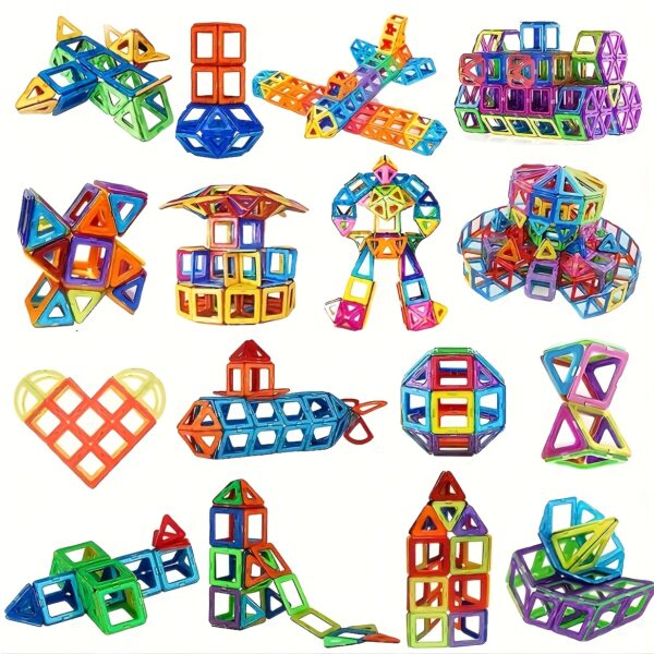 122pcs Magnetic Building Blocks for Kids – Large-Sized DIY STEM Educational Construction Set with Magnetic Tiles – Creative Learning Toy for Boys & Girls – Ideal Birthday, Halloween & Valentine’s Day Gift - Image 2