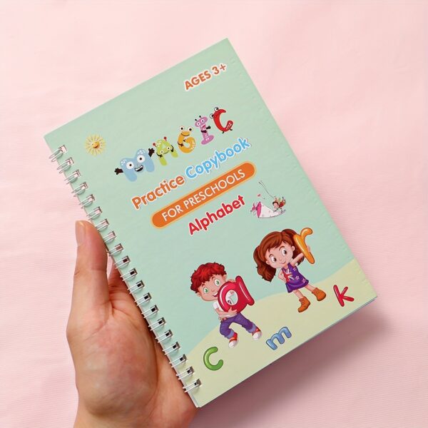 Magic Handwriting Practice Books for Kids – 4-Pack Reusable Calligraphy Copybooks with 3D Grooves – Includes Pen, 8 Refills & Grip – Traceable Alphabet, Numbers, Math & Drawing – Educational Gift for Ages 3-6 - Image 5