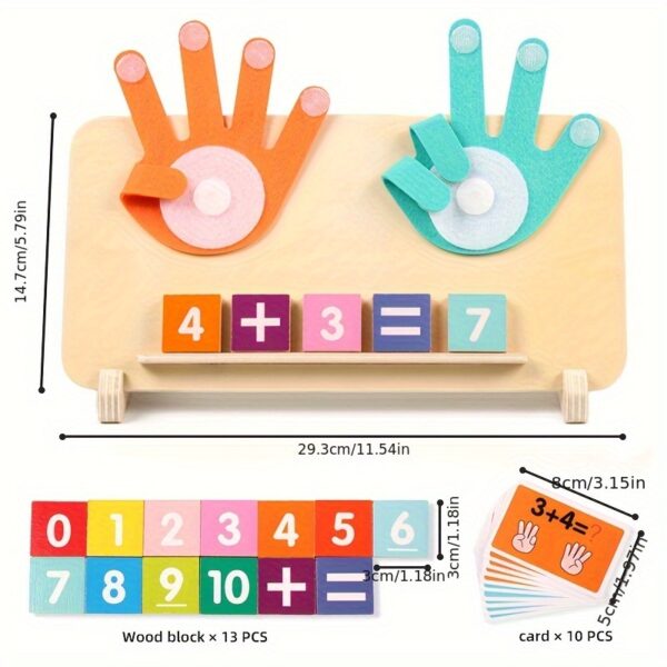 Recycled Wood Arithmetic Learning Board for Kids Ages 3+ – Montessori-Inspired Math Toy with Number Blocks, Operation Cards & Storage – Natural Wooden Addition & Subtraction Educational Tool - Image 6