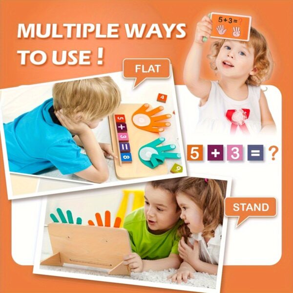 Recycled Wood Arithmetic Learning Board for Kids Ages 3+ – Montessori-Inspired Math Toy with Number Blocks, Operation Cards & Storage – Natural Wooden Addition & Subtraction Educational Tool - Image 5